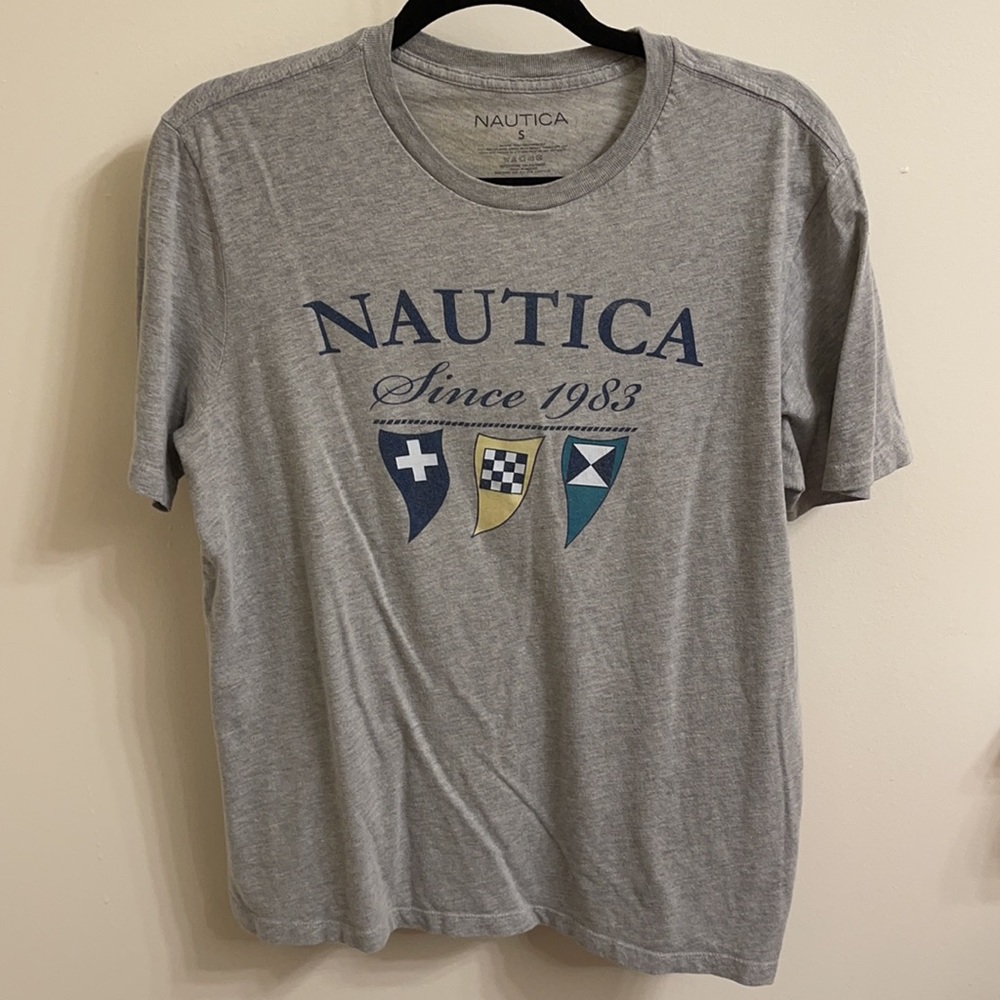 Nautica T-shirt Size S Color Gray Blue Yellow